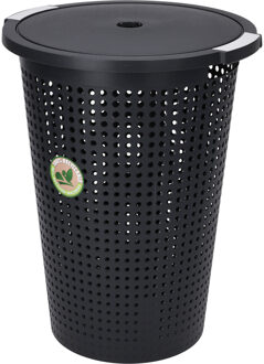 Bathroom solutions kunststof wasmand met deksel rond - antraciet - 35 liter