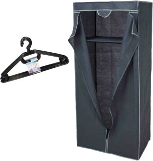 Bathroom solutions Set van mobiele kledingkast met kledinghangers - opvouwbaar - grijs - Campingkledingkasten