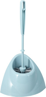 Bathroom solutions Toiletborstel met houder - lichtblauw - 36 cm - kunststof - WC borstel - toiletartikelen