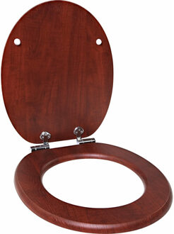 Bathroom solutions Toiletbril - bruin - MDF - houtnerf look - wc bril - 45 x 37,5 cm - 18 inch