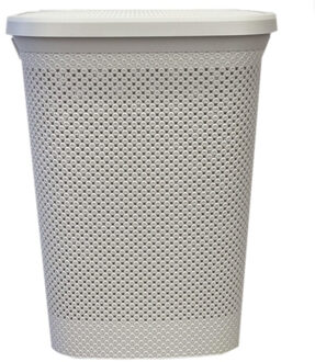 Bathroom solutions Wasmand - creme wit - 60 liter - 37 x 46 x 60 cm - met deksel