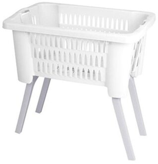 Bathroom solutions wasmand op poten - wit - 38 liter - 39 x 59 x 29 cm - Wasgoedmanden