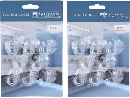 Bathroom solutions Zuignaphaakjes/ophanghaakjes - 16x stuks - transparant - kunststof