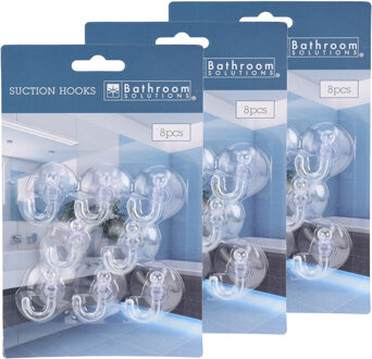 Bathroom solutions Zuignaphaakjes/ophanghaakjes - 24x stuks - transparant - kunststof