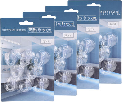 Bathroom solutions Zuignaphaakjes/ophanghaakjes - 32x stuks - transparant - kunststof