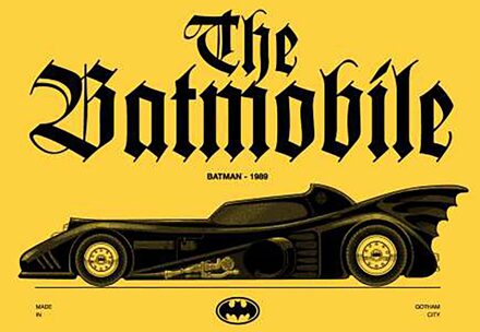 BATMAN Batmobile Profile Lt Unisex T-Shirt - Yellow - XL Geel