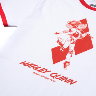 Batman Villains Harley Quinn Unisex Ringer T-Shirt - Wit / Rood - XS