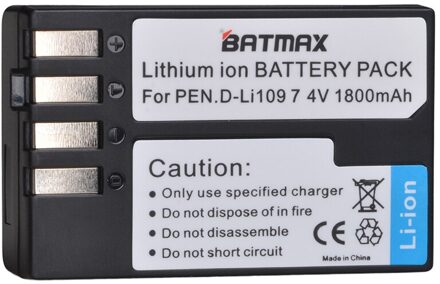 Batmax 1800 Mah D- Li109 D Li109 Batterij + Digitale Lader Voor Pentax K30 K50 K-30 K-50 K500 K-500 k-S1 KS1 K-S2 KS2 Camera 'S 1 accu