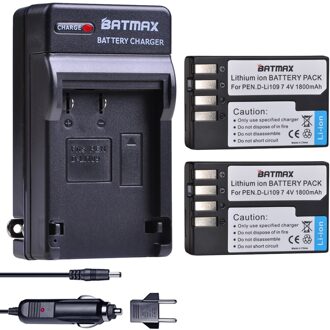 Batmax 1800 Mah D- Li109 D Li109 Batterij + Digitale Lader Voor Pentax K30 K50 K-30 K-50 K500 K-500 k-S1 KS1 K-S2 KS2 Camera 'S 2accu en lader