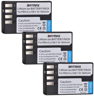 Batmax 1800 Mah D- Li109 D Li109 Batterij + Digitale Lader Voor Pentax K30 K50 K-30 K-50 K500 K-500 k-S1 KS1 K-S2 KS2 Camera 'S 3 accu