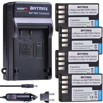 Batmax 1800 Mah D- Li109 D Li109 Batterij + Digitale Lader Voor Pentax K30 K50 K-30 K-50 K500 K-500 k-S1 KS1 K-S2 KS2 Camera 'S 4accu en lader