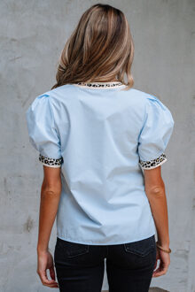 Batsen Grafisch T-shirt - maat S Lichtblauw