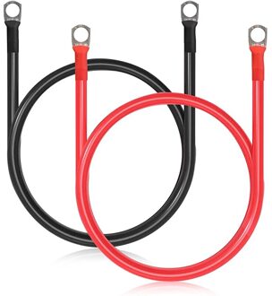 Batterij Kabel, 2 Stuks Batterij Kabel, Koperen Kabel, Power Kabel Met Ring Oogjes, auto Batterij Kabel, 50 Cm, 5 Awg