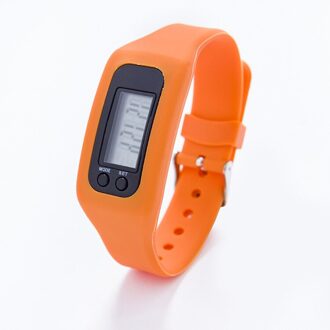 Batterij Multifunctionele Digitale Lcd Stappenteller Run Stap Calorie Loopafstand Teller oranje