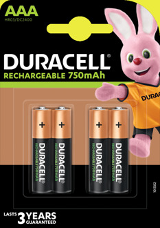 Batterij oplaadbaar Duracell 4xAAA 750mAh Plus