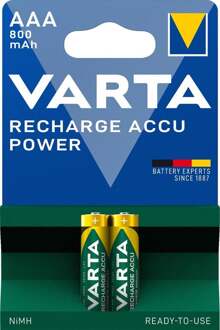 Batterij oplaadbaar Varta 2xAAA 800mAh ready2use