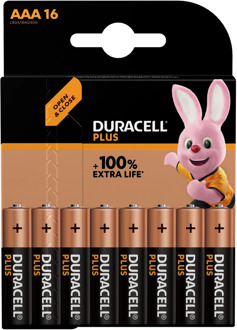 batterij Plus 100% AAA, blister van 16 stuks