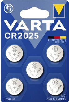 Batterij Varta knoopcel CR2025 lithium blister a 5stuk