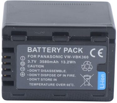 Batterij Voor Panasonic HC-V100M, HC-V500K, HC-V500M, HC-V700K, HC-V700M, HC-V707M Full Hd Camcorder 1x VW-VBK360 accu