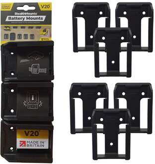 Batterijhouders voor Stanley V20 | Zwart | 6 stuks - BM-ST20-BLK-6