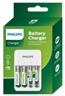 Batterijlader - Incl. Oplaadbare Batterijen - Batterij Oplader voor AA en AAA Wit