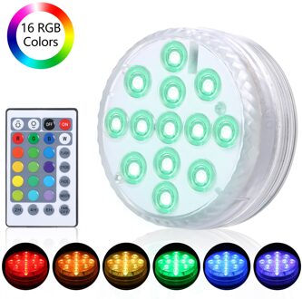 Battery Operated 13Leds Rgb Led Dompelpompen Licht Onderwater Night Lamp Tuin Zwembad Licht Voor Wedding Party Vaas Kom 1 controleur 1 licht / 10led