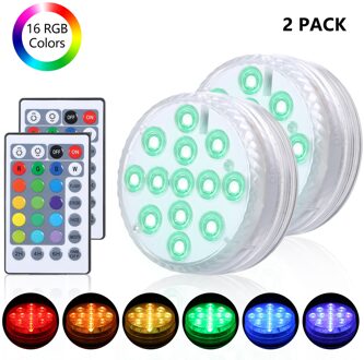Battery Operated 13Leds Rgb Led Dompelpompen Licht Onderwater Night Lamp Tuin Zwembad Licht Voor Wedding Party Vaas Kom 2 controleur 2 licht / 13led