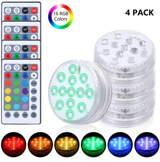 Battery Operated 13Leds Rgb Led Dompelpompen Licht Onderwater Night Lamp Tuin Zwembad Licht Voor Wedding Party Vaas Kom 4 controleur 4 licht / 13led