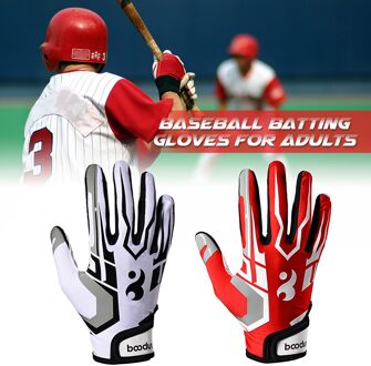 Batting Handschoenen Unisex Baseball Softbal Batting Handschoenen Anti-Slip Batting Handschoenen Voor Volwassenen wit / S