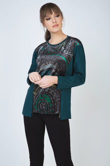 Batwing Top met print Smaragd - EU 38 / UK 10