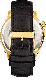 Bauer automatisch semi-skelet lederen band horloge Goud