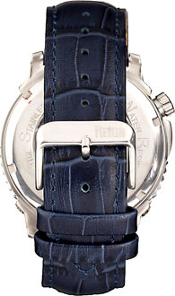 Bauer automatisch semi-skelet lederen band horloge - maat Blauw