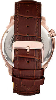 Bauer automatisch semi-skelet lederen band horloge Roségoud - One Size