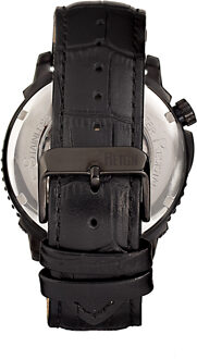 Bauer automatisch semi-skelet lederen band horloge Zwart - One Size