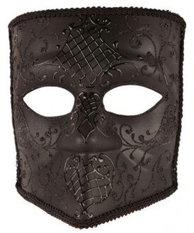 Bauta Venetiaans masker - zwart - voor heren - Verkleed gezichtsmaskers