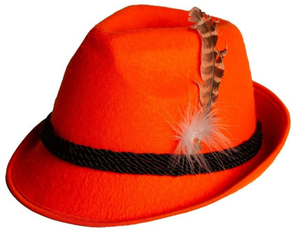 Bayern Hoed Oranje Met Veer Bruin/Wit