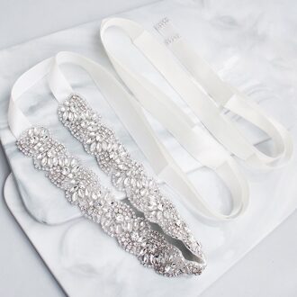 Baziiingaaa Alle-Match Satijnen Lint Bridal Riem High-End Rhinestone Hand Genaaid Gordel Trouwjurk Accessoires mode