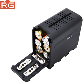 BB-6 6 stks AA Batterij Case Pack Batterij Houder Power als NP-F NP-970 Serie Batterij voor LED Video Light Panel /Monitor