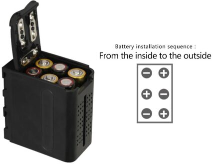 BB-6 6 Stuks Aa Batterij Case Pack Batterij Houder Power Als NP-F NP-970 Serie Batterij Voor Led Video Light Panel /Monitor F42D