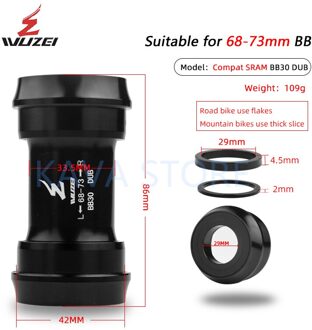 BB30 BB386 BB91 PF30 Dub 24 / 29 Mm Mountainbike Push-In/Schroefdraad Trapas Bb 68 / 73 Mm Voor Sram Shimano Mtb Racefiets BB30 DUB