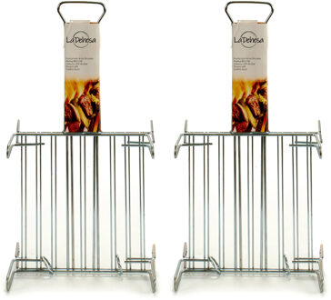 BBQ/barbecue braadrooster - 2x - grill verhoger - metaal - 26 x 26 x 8 cm
