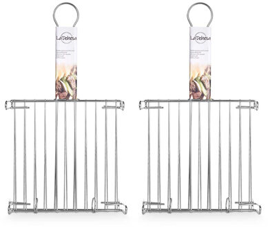 BBQ/barbecue braadrooster - 2x - grill verhoger - metaal - 32 x 32 x 8 cm