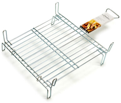 BBQ/barbecue braadrooster - grill verhoger - metaal - 42 x 42 x 8 cm