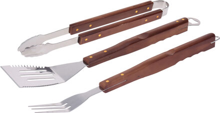 BBQ/barbecue gereedschap set 3-delig RVS - Barbecuegereedschapset Zilverkleurig