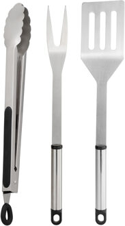 BBQ/barbecue gereedschap set 3-delig RVS - Barbecuegereedschapset