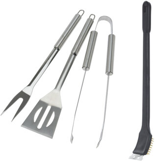 BBQ/barbecue gereedschap set 4-delig RVS - Barbecuegereedschapset