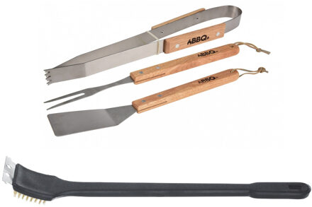 BBQ/barbecue gereedschap set 4-delig RVS - Barbecuegereedschapset