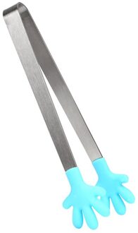 Bbq Clip Keuken Gereedschap Tang 1Pc Draagbare Creatieve Kleine Palm Siliconen Clip Antislip Roestvrij Mini Voedsel Ijs vierkante Suger Blauw