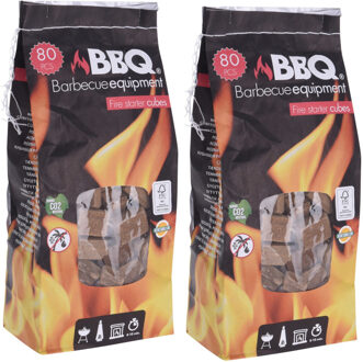 BBQ Collection 2x Grote zakken met 80x barbecue aanmaakblokjes per zak - Aanmaakblokjes