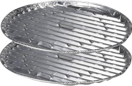 BBQ Collection Barbecue grillschalen - 6x stuks - 35 cm - ovaal - RVS - bbq rooster